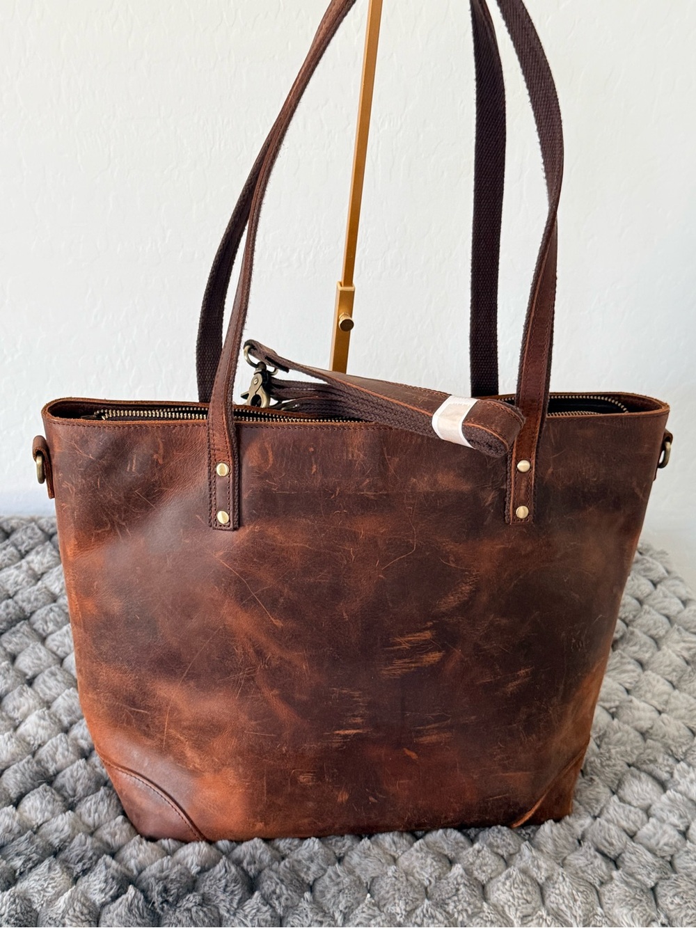 Handmade, heavy full-grain leather utilitarian totes by Stone. - Picture 2 of 6
